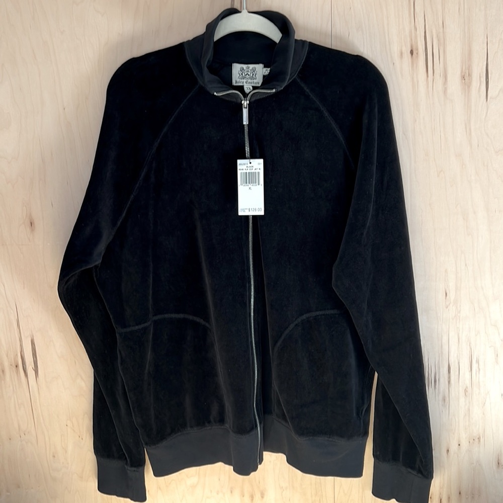 Juicy Couture black mens velour zip jacket tracksuit XL